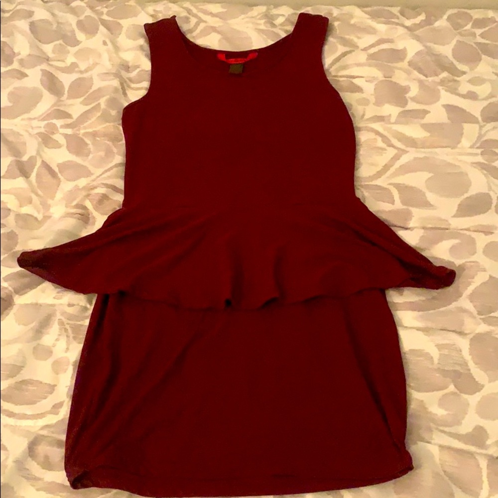 Hot Kiss Burgundy Peplum Dress